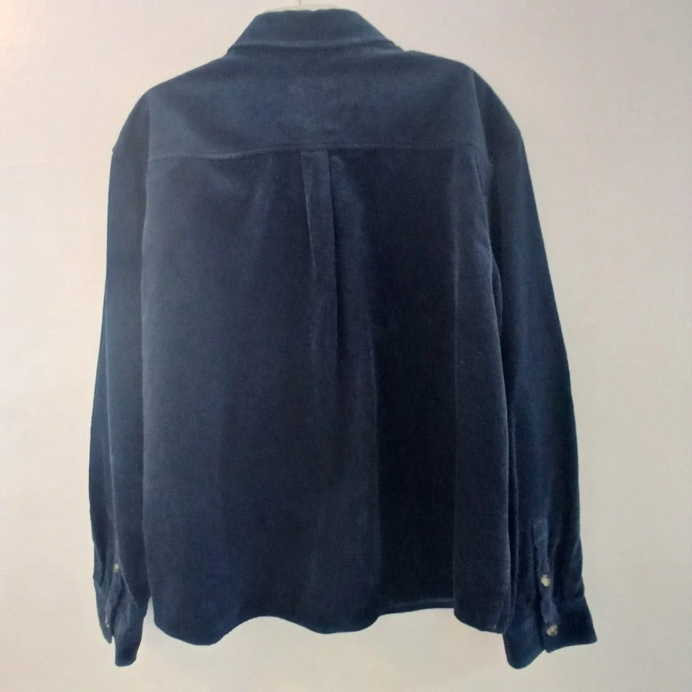 Goodfellow And Co Men's Shacket XXL Navy Blue Corduroy‎ Ribbed Trucker Jacket...